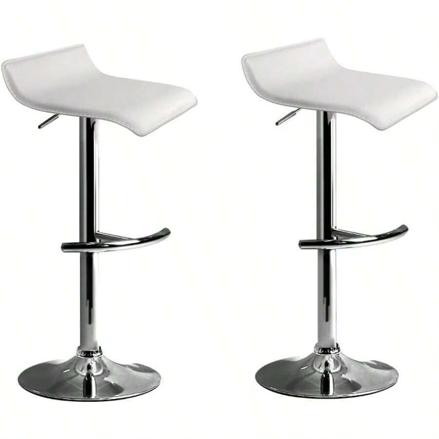 Bar Stools Stool Set Of 2 Adjustable Kitchen Swivel Counter Barstools Dining Chair Chairs Gas Lift White In 5677cm Seat Height Floor For Home Bar Dining Room Cafe Outdoor Indoor