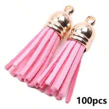 20/50 件皮革流苏饰物金银帽耳环流苏钥匙扣吊坠带绒面革流苏 DIY 珠宝配饰