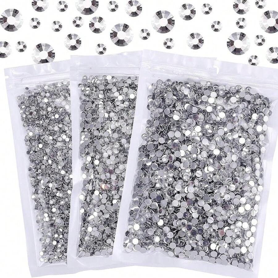 25000Pcs Clear Rhinestones For Bedazzling Kit, 3-5mm Resin Flatback Rhinestones Bulk Bedazzle Gems Diamonds For Crafts DIY Shoes, Clothing{"Color_name":"Clear"} - Clear - 查看 1