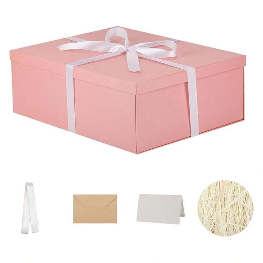 Extra Gift Box Large With Lid 17x13x6 Inches, Pink Gift Boxes For Presents Packaging For Birthdays, Valentine's Day, Christmas, Anniversaries Include Shredded Paper Fill, Envelope Card Ribbon,BXIUHFH - 多色191 - 查看 1