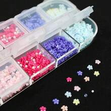 3D Pink Pastel Acrylic Flower Nail Charms - Mixed Rhinestones Kit With Gold Caviar Beads & Crystal AB Color Gems{"Color_name":"Colorful-29"} - Colorful-29 - View 4