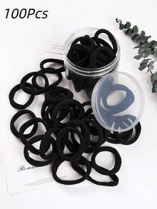 [100 pezzi] Grandi elastici per capelli neri, elastici per capelli senza cuciture spessi per donne e ragazze, fermacode elastici, elastici per capelli senza danni per capelli spessi, ricci e pesanti, accessori per capelli