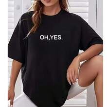 Camiseta camisa Feminina Larga Oh Yes Gola Redonda Promoção