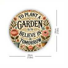 Vintage-Style Round Metal Garden Sign - Durable Iron Wall Art For Home, Garage & Yard Decor| Easy To Hang, Unique Design| Perfect Gift Idea| 8x8 Inches, Perfect For Room Decor - Metal Spray Paint - View 4