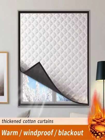 1 pieza Cortina de invierno a prueba de viento y cálida, película de aislamiento térmico a prueba de frío para dormitorio, ventanas selladas, opacidad y aislamiento acústico