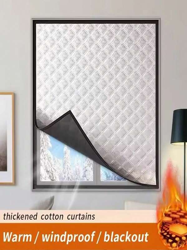 1 pieza Cortina de invierno a prueba de viento y cálida, película de aislamiento térmico a prueba de frío para dormitorio, ventanas selladas, opacidad y aislamiento acústico