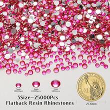 25000Pcs Light Hotpink Rhinestones For Bedazzling Kit, 3-5mm Resin Flatback Rhinestones Bulk Bedazzle Gems Diamonds For Crafts DIY Shoes, Clothing{"Color_name":"LightHotpink"} - 淺粉紅色 - 查看 3