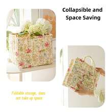 Cesta de almacenamiento de estilo bohemio, cesta de lavandería de gran capacidad, cesto de lavandería plegable de 12.2" x 10.23" x 10.23" con asas fáciles de transportar