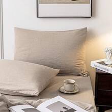 Ultra Soft 100% Cotton Solid Color Dusty Pink Queen Duvet Cover Set With Zipper Closure - 3 Pieces,  In 2025 - 卡其色純色 - 查看 5
