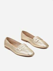 Mocassini in morbida pelle, scarpe flat casual da donna per lavoro/ufficio, adatte per primavera e autunno - Dorato - Visualizzare 5