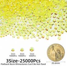 25000Pcs Yellow AB Rhinestones For Bedazzling Kit, 3-5mm Resin Flatback Rhinestones Bulk Bedazzle Gems Diamonds For Crafts DIY Shoes, Clothing{"Color_name":"YellowAB"} - YellowAB - View 3