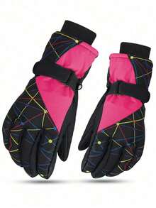 1 Paar Kinder Wasserdichte Warme Schneehandschuhe, Winddichte Skihandschuhe mit Fingern für Jungen und Mädchen, Herbst/Winter