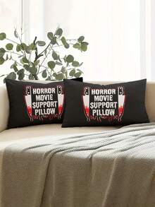 1 Stück/2 Stück Weihnachts-/Halloween-Dekoration, energiegeladener Cottage-Stil Horror-Film Kissenbezug - Weicher Plüsch einseitig Muster, Reißverschluss Polyester Kissenbezug, nur Handwäsche, dekorativ für Sofa, Wohnzimmer, Schlafzimmer und verschiedene Raumtypen - Mehrere Größen verfügbar (Kissenfüllung nicht enthalten)