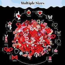 3D Flower Nail Charms Set,150pcs Mixed Size Camellia Rose Resin Charms,150pcs Mixed Size And Color Leaves,100pcs Round White Pearl Beads For Nail Accessories Nail Art (25-Metal-Red){"Color_name":"Metal-Red"} - 金屬紅 - 查看 3