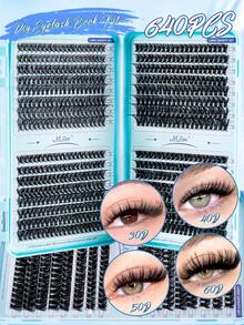 MEM 640pcs Natural Soft False Eyelashes, 10D/20D/30D/40D/50D/60D/80D/100D Mixed Density, 10-16mm D Curl, 0.07mm Thickness, Suitable For DIY Eyelash Extension, Daily Makeup, Cosplay, Upgraded Gift Box Packaging, Includes Multiple Clusters, Singles And Pairs, Suitable For Travel, Daily Wear (Beginner Friendly), Wedding, Date, Party, Holidays, Especially Suitable For Christmas/Halloween/Gift Eyelash Set. - D - 查看 4