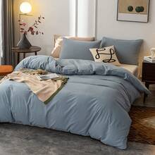 Ultra Soft 100% Cotton Solid Color Dusty Pink Queen Duvet Cover Set With Zipper Closure - 3 Pieces,  In 2025 - 灰藍色 - 查看 2