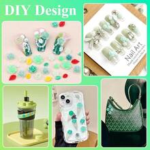 3D Flower Nail Charms Set,150pcs Mixed Size Camellia Rose Resin Charms,150pcs Mixed Size And Color Leaves,100pcs Round White Pearl Beads For Nail Accessories Nail Art (3-Camellia Green){"Color_name":"CamelliaGreen"} - CamelliaGreen - 查看 7