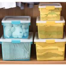 Large Transparent Storage Box, Thick Plastic Household Storage Container With Lid, 36L/55L - Multicolor - View 1