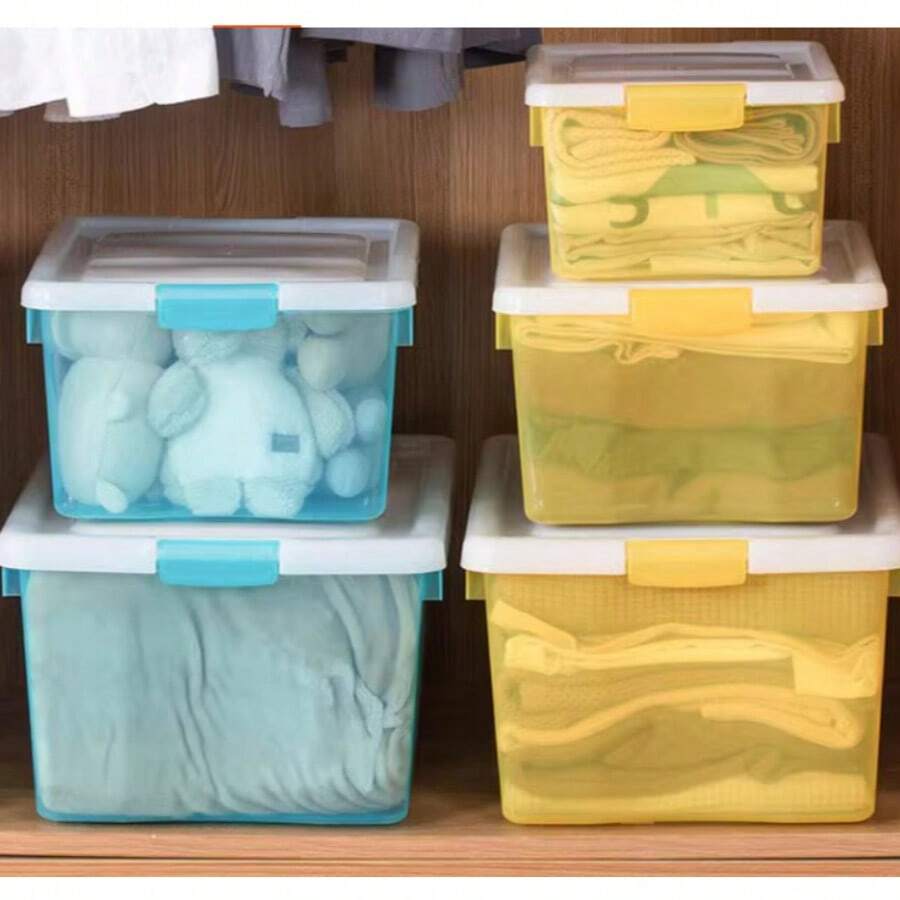 Large Transparent Storage Box, Thick Plastic Household Storage Container With Lid, 36L/55L - Multicolor - View 1