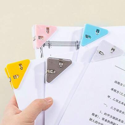5pcs Paper Corner Clips, Frosted Style Triangular File Corner Clip, File Clips, Paper Binder Clear For Business Office School Able To Clip 50sheets Paper *1.57*1.96inch