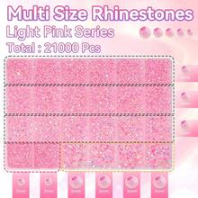 21000Pcs Light Pink Rhinestones For Bedazzling Kit, Mix Sizes Jelly Bedazzling Resin Gems, Pink AB Gems Bedazzling For Crafting, Flatback Resin Rhinestones For Craft DIY Face Makeup{"Color_name":"S17"} - S17 - 查看 3