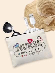 护士主题化妆包及旅行必备包，耐用白色拉链包，适合医护人员使用，轻便涤纶材质，可收纳化妆品、洗漱用品、铅笔盒等，是送给女性的理想礼物，也是圣诞礼物的完美之选。此外，它还可用作药品收纳包、旅行药品收纳袋、户外便携式旅行必备急救包。 - 彩色 - 查看 5