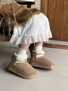 XIXITIAO 1 para zabytkowych, trójstronnych, blokowych śniegowców dla kobiet, gruba podeszwa termiczna, uniwersalne krótkie buty, ciepłe, codzienne buty zimowe