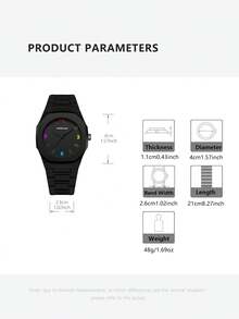 1pc Men's Colorful Dial Quartz Watch With Black Silicone Strap – Stylish And Casual Design For Everyday Wear - 黑色 - 查看 2
