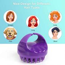 Cepillo Masajeador de Silicona y Plástico Morado para Cuero Cabelludo - Exfolia, Elimina Caspa y Estimula Crecimiento del Cabello, Inalámbrico con Batería - Morado - Ver 8