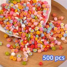1 paquete de 100/200/300/500 piezas de decoraciones de resina con flores planas y lindas de 0,75 cm/0,29 pulgadas para hacer joyería