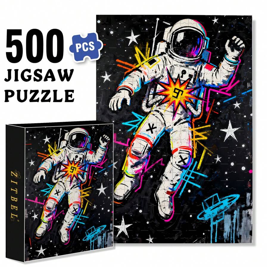 ZITBEL Floating Astronaut 500pcs/1000pcs Jigsaw Puzzle, Scratch-Resistant, Interactive Family Game & Brain-Boosting DIY Decor, Perfect For Halloween, Christmas & New Year Gifts, Family Puzzle Game - 500 chiếc - Xem 1