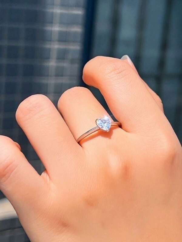 0.5-3CT D Color VVS1 Heart Cut Natural Diamond Ring, Brilliant Jewelry 925 Sterling Silver 18K White Gold, Gift For Mother, Lover, Friend, Mother's Day, Birthday