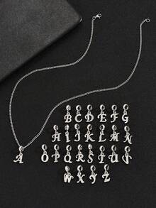 1 件个性化新款字体英文字母吊坠粗链项链，适合男孩嘻哈风格，可定制 26 个字母，生日、节日、日常佩戴 - 彩色 - 查看 1