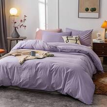 Ultra Soft 100% Cotton Solid Color Dusty Pink Queen Duvet Cover Set With Zipper Closure - 3 Pieces,  In 2025 - Purple - View 2