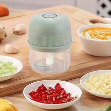 [Rechargeable Garlic Chopper] USB Rechargeable 250ml Electric Mini Garlic Chopper - Stainless Steel Blade, Round Cup, Safety Switch, 3600 RPM - For Ginger, Vegetables, And Meat Grinding