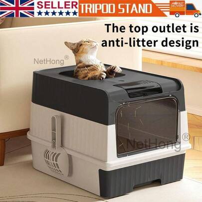 Covered Cat Litter Box With Lid For Small And Medium Cats, Top Entry Drawer Type With Front Door Cat Litter Tray, Anti-Splashing Cat Litter Tray With
