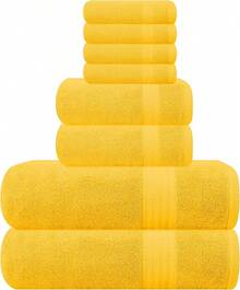 Ultra Soft 8-Piece Towel Set -% Ring Spun Cotton, 2 Oversized Bath Towels 27x54, 2 Hand Towels 16x28, 4 Wash Cloths 13x13 - Daily Use, Hotel & Spa - Olive Green, Luxury Towel Set - 芥末黃 - 查看 10