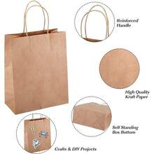 135pcs White Paper Bags With Handles Assorted Sizes Bags Bulk, Kraft Paper Bags Small Business, Shopping Bags, Retail Bags, Party Bags, Merchandise Bags, Favor Bags