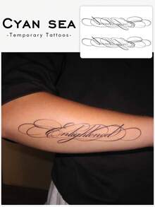 1 szt. Tymczasowa naklejka tatuażowa, styl europejski i amerykański, kwiatowy wzór z tekstem w języku angielskim, wodoodporna, odporna na pot, zmywalna, antyrefleksyjna, imitująca efekt tatuażu, odpowiednia na ramiona i barki, modna