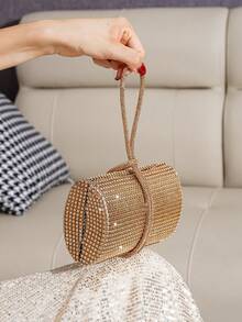 Sac à main en forme de boîte décoré de strass, pochette élégante pour les événements formels, les fêtes, les danses, convenant aux robes de soirée. Sac polyvalent de mode fait main pour femmes.