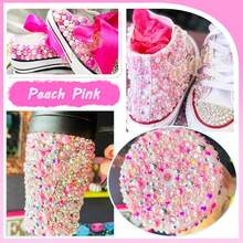 2Bags DIY Bundles Pack, 1 Half Round Pearls+1 Resin Rhinestones For Bedazzling Crafting 3-10mm Light Pink AB Hot Pink Colorful Gems Diamonds For Face Eyes Makeup Tumblers Bottles Crafts Shoes{"Color_name":"PeachBlossomPinkAbSeriesMix","Size_name":"3-10mmPearls+Rhinestones"} - 桃花粉紅Ab系列混合 - 查看 6