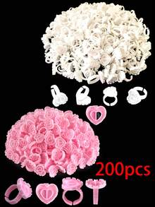 Anillos con forma de corazón para extensiones de pestañas - Portador de pegamento para pestañas 50/100/200/300 piezas, taza para abanico de volumen para suministros de extensión de pestañas