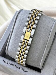 1pc 18K Gold Jewelry Lady Watch Women Vintage Watch Luxury Crystal Dress Watch Stainless Steel IPG Golden Case Elegant Fashion Design Brand New Quartz Watch Fashionable White With Diamond Display High Quality Girls Popular Wristwatch 50M Waterproof Summer Accessories - 均碼 - 查看 3