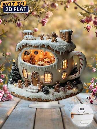 One Piece, Gingerbread House, Acrylic Countertop Display Rack, Holiday Christmas Decoration, Bohemian Style, Home Office Decoration, Perfect Gift, 25.4x20.32 Cm, Multifunctional, No Text