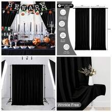 - Cortinas de teln de fondo blanco de 10x 10 pies para fiestas, cortinas de teln de fondo con bolsillos para barra para decoracin de bodas, escenarios, cumpleaos, reuniones familiares, 2 - W5' x H10'(2 paneles) + Negro - - Ver 1