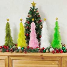 Tabletop Furry Christmas Tree Bendable Mini Christmas Tree Desk Decorations For Living Room Home Holiday Party - White - View 5