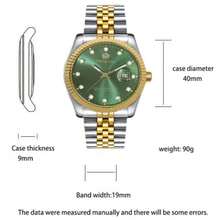 PROKING 1 pieza Reloj de hombre de 40mm, reloj de cuarzo de lujo y negocios con caja y correa de acero inoxidable resistente al agua, manecillas luminosas, esfera negra con diamantes, adecuado para uso diario, regalo de cumpleaños