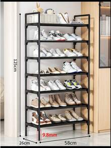 3-8 Tier Reinforced Simple Shoe Rack, 45/58cm Length, Multi-Layer Shoe Storage Organizer, Dust-Proof, For Home, Dorm, Rental, Entryway, Black