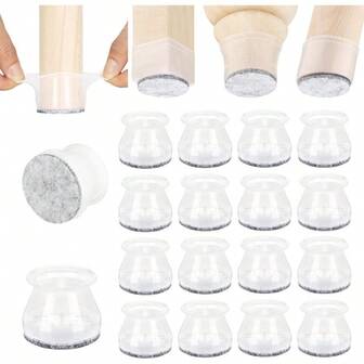 Extra Large High Clear Chair Leg Covers Felt Bottom Silicone Furniture Foot Protector Pads 16 Pcs Free Moving Table Leg Covers Stool Leg Protectors Caps To Prevent Floor Scratches And Reduce Noise.