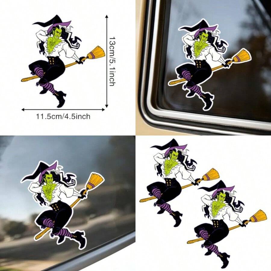 2Pack 4.53"X5.12" Fashion Male Witch SelfAdhesive Vinyl Car Bumper Sticker And Window Decal For Home Life And Halloween Theme Home Decoration Indoor And Outdoor Use #TM840#SSDD B BJNHMJ